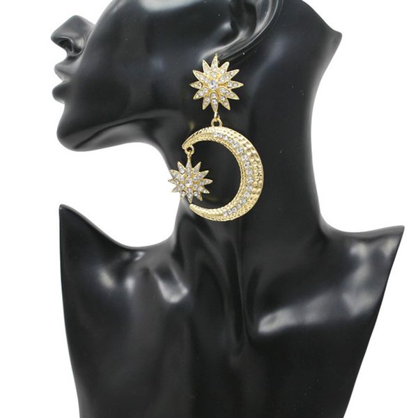 full diamante crystal rhinestone moon star studs dangle drop earrings lady jewelry, Golden
full diamante crystal rhinestone moon star studs dangle drop earrings lady jewelry, Golden