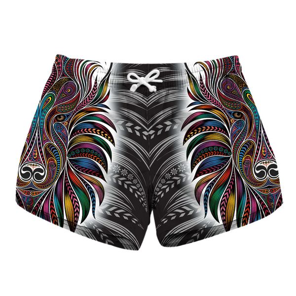 fashion printed ladies'short shorts for fast drying beach, White;black