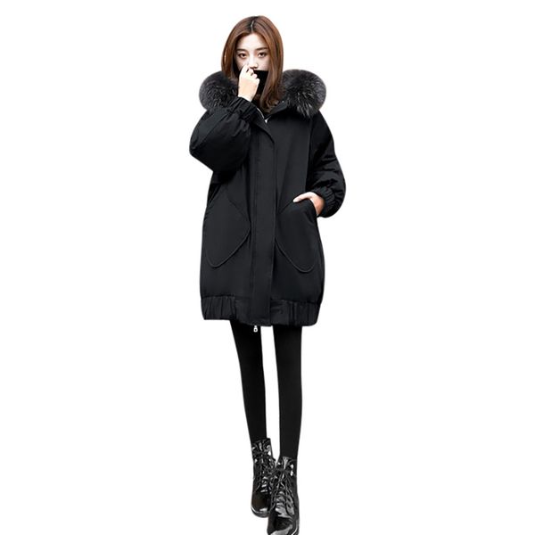 2019 fashion winter basic jackets female hooded cotton-padded slim long big fur collar warm coat epaulet parkas women's outwear, Black
2019 fashion winter basic jackets female hooded cotton-padded slim long big fur collar warm coat epaulet parkas women's outwear, Black