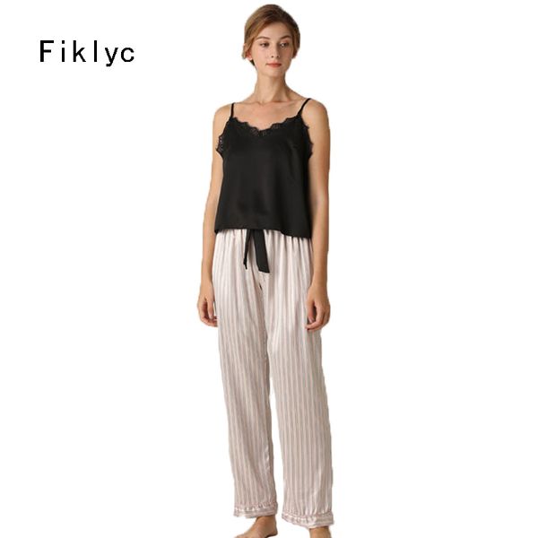 fiklyc underwear lace & satin patchwork women's v-neck striped pajamas sets female homewear sets sleeveless cool style, Black;red
fiklyc underwear lace & satin patchwork women's v-neck striped pajamas sets female homewear sets sleeveless cool style, Black;red