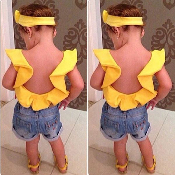 two piece set toddler kids baby girls clothes sleeveless ruffles crop +denim shorts fashion cute outfits summer, White
two piece set toddler kids baby girls clothes sleeveless ruffles crop +denim shorts fashion cute outfits summer, White