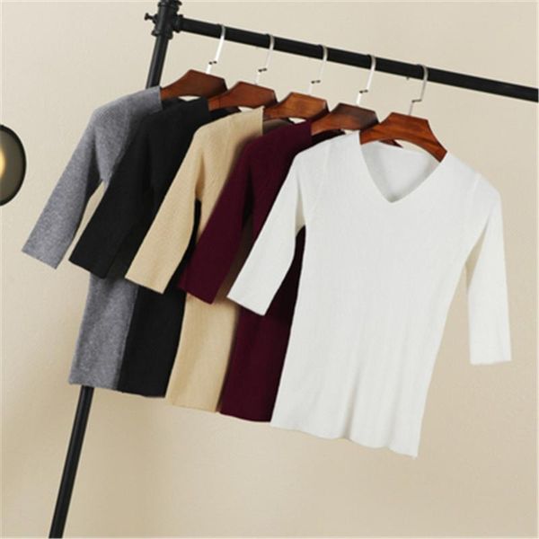 women's sweaters 2021 basic women sweater knitted pullover v neck soft jumper half sleeve crop pz3193, White;black
women's sweaters 2021 basic women sweater knitted pullover v neck soft jumper half sleeve crop pz3193, White;black