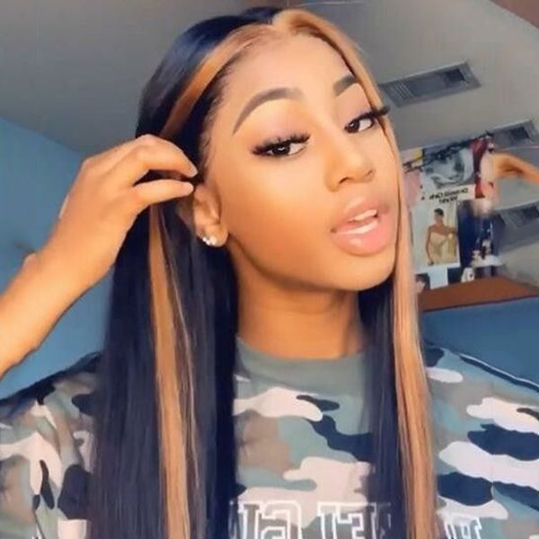 honey blonde lace front human hair wig 27# straight highlight colored hair pre plucked 150 density brazilian dolago wigs, Black;brown
honey blonde lace front human hair wig 27# straight highlight colored hair pre plucked 150 density brazilian dolago wigs, Black;brown