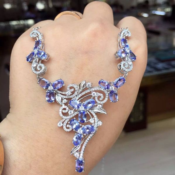 uloveido natural tanzanite flower pendant wedding necklace for women, 925 sterling silver, 4*6mm*18pcs gemstone jewelry fn152
uloveido natural tanzanite flower pendant wedding necklace for women, 925 sterling silver, 4*6mm*18pcs gemstone jewelry fn152