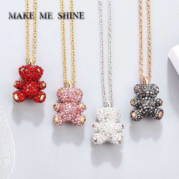 classic swa cute teddy bear necklace four-color bear clavicle pendant chain girl female women valentine's day gift, Silver
classic swa cute teddy bear necklace four-color bear clavicle pendant chain girl female women valentine's day gift, Silver
