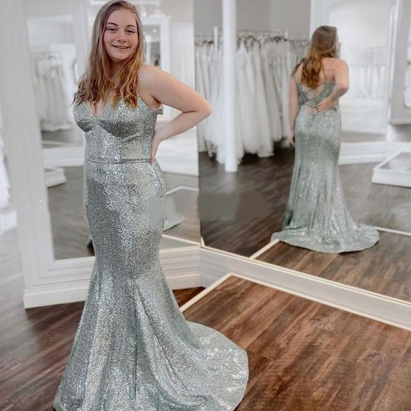 silver mermaid prom dresses spaghetti lace up back sweep train sequined long formal evening party gowns robes de soirée customized, Black
silver mermaid prom dresses spaghetti lace up back sweep train sequined long formal evening party gowns robes de soirée customized, Black
