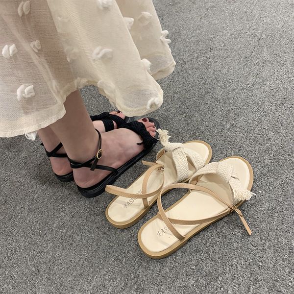 ins tide 2020 net red new fairy style flat summer student wild evening sandals female, Black
ins tide 2020 net red new fairy style flat summer student wild evening sandals female, Black