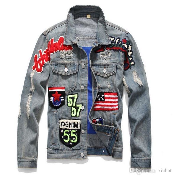 2019 new mens more badge denim jacket studded letter pablo design autumn jacket back laleling jeans coats size m-3xxl 993, Black;brown
2019 new mens more badge denim jacket studded letter pablo design autumn jacket back laleling jeans coats size m-3xxl 993, Black;brown