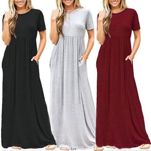 fashion women's summer boho casual long dress solid color party beach maxi dress sundress loose short sleeve dresses vestidos, Black;gray
fashion women's summer boho casual long dress solid color party beach maxi dress sundress loose short sleeve dresses vestidos, Black;gray