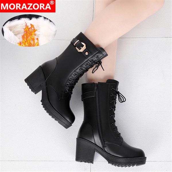 morazora 2020 genuine leather shoes women ankle boots zip buckle warm wool snow boots winter high heel platform woman, Black
morazora 2020 genuine leather shoes women ankle boots zip buckle warm wool snow boots winter high heel platform woman, Black