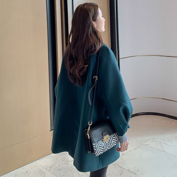 women's wool & blends autumn winter lapel coat jacket women long overcoat outwear sleeve casual pocket loose ladies female, Black
women's wool & blends autumn winter lapel coat jacket women long overcoat outwear sleeve casual pocket loose ladies female, Black