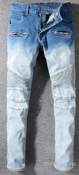 trend new mens gradient jeans washed white stitching slim feet pants designer brand apparel zipper fashion trousers, Blue
trend new mens gradient jeans washed white stitching slim feet pants designer brand apparel zipper fashion trousers, Blue