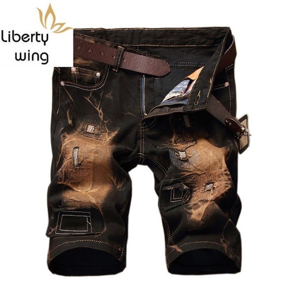 mens summer pants ripped hole denim shorts for men slim fit vintage breeches personalized knee length jeans plus size, Blue
mens summer pants ripped hole denim shorts for men slim fit vintage breeches personalized knee length jeans plus size, Blue