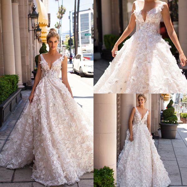 3d floral appliqued beach wedding dresses v neck lace a line sweep train bohemia wedding dress custom chic boho bridal gowns plus size, White
3d floral appliqued beach wedding dresses v neck lace a line sweep train bohemia wedding dress custom chic boho bridal gowns plus size, White