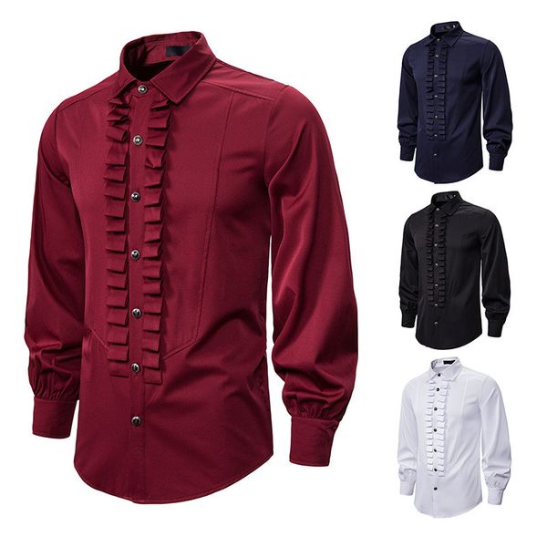 men's shirt new petal sleeve long sleeve lapel men's shirt fashion loose casual wedding banquet, White;black
men's shirt new petal sleeve long sleeve lapel men's shirt fashion loose casual wedding banquet, White;black