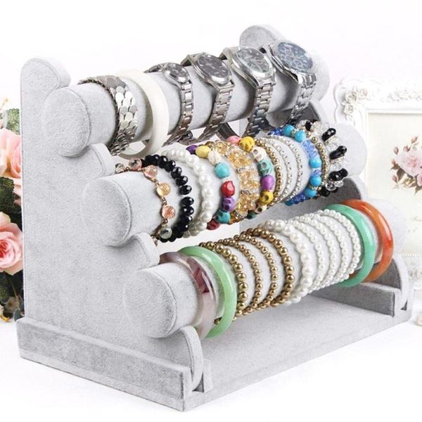 Triple Tier Removable Round Jewelry Stand Holder Bracelet Necklace Watch Display Stand Velvet Storage Shelf 1pcs