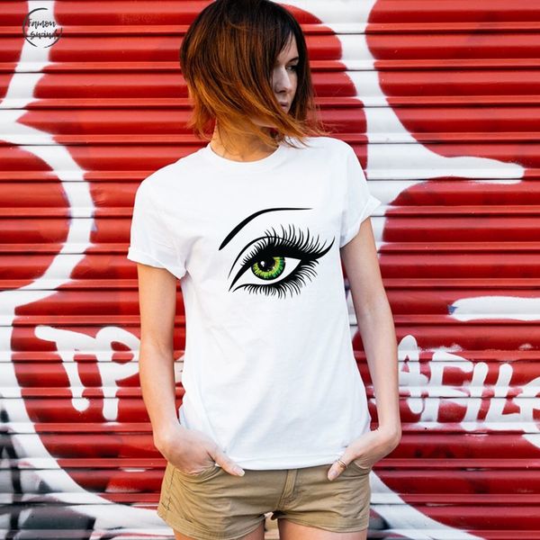 глаза летняя t shirt женщины топы тройники с коротким рукавом хлопок большой печати tshirt белье смешная тенниска женской одежды, White
глаза летняя t shirt женщины топы тройники с коротким рукавом хлопок большой печати tshirt белье смешная тенниска женской одежды, White