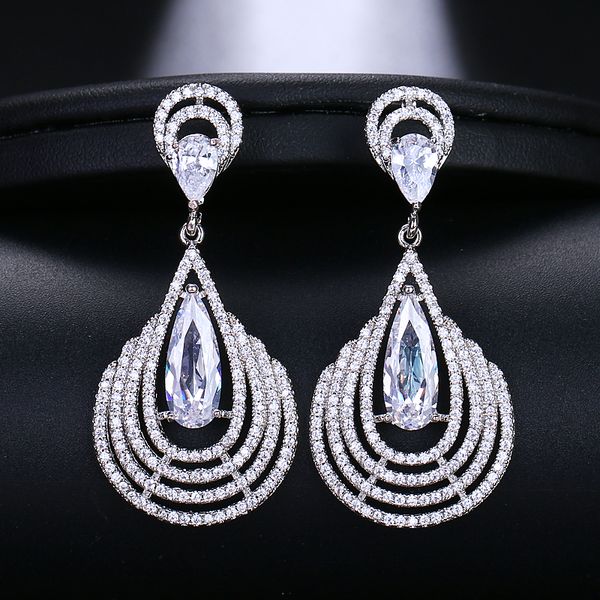 emmaya new excellent crystal long drop two colors cz earrings luxury white blue bridal for women wedding jewelry, Silver
emmaya new excellent crystal long drop two colors cz earrings luxury white blue bridal for women wedding jewelry, Silver