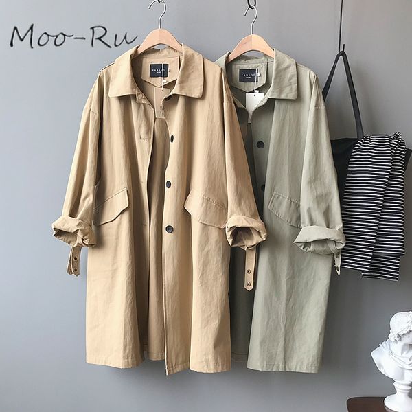 women's trench coats moo-ru 2021 spring style coat female korean version of the long loose thin long-sleeved overalls, Tan;black
women's trench coats moo-ru 2021 spring style coat female korean version of the long loose thin long-sleeved overalls, Tan;black