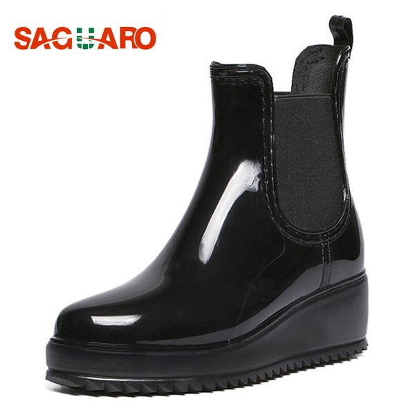 saguaro women ankle boots female fashion pvc waterproof rainboot short elastic band flat rubber boots for women botas mujer, Black
saguaro women ankle boots female fashion pvc waterproof rainboot short elastic band flat rubber boots for women botas mujer, Black
