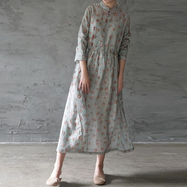 johnature loose retro long sleeve stand fashion floral print simple dress 2020 autumn casual comfortable button female dresses, Black;gray
johnature loose retro long sleeve stand fashion floral print simple dress 2020 autumn casual comfortable button female dresses, Black;gray