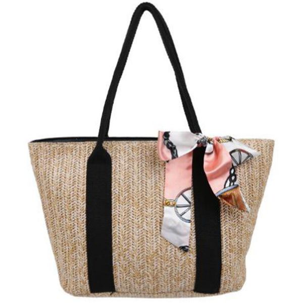 korean version of the new silk scarf hit color straw tote bag trend ladies portable large-capacity bag
korean version of the new silk scarf hit color straw tote bag trend ladies portable large-capacity bag
