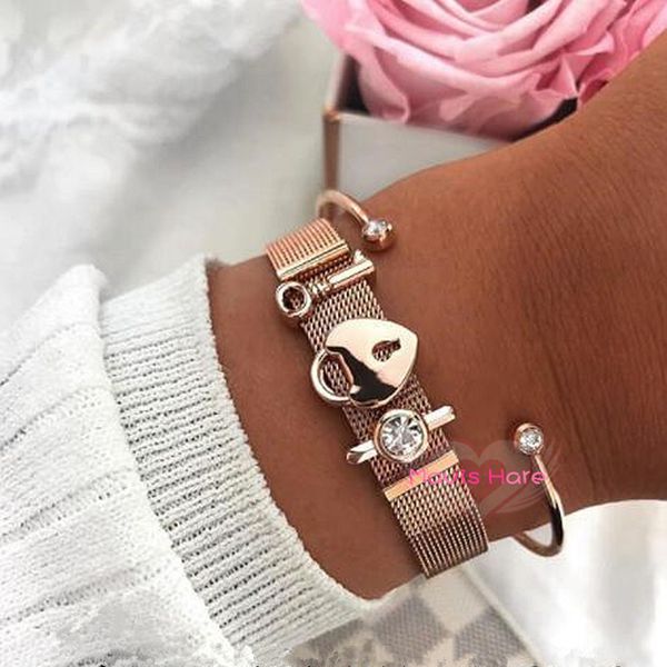 mavis hare rose gold key of your heart's lock mesh charm bracelet set with stainless steel crystal cuff bangle for women gift c190420, Golden;silver
mavis hare rose gold key of your heart's lock mesh charm bracelet set with stainless steel crystal cuff bangle for women gift c190420, Golden;silver