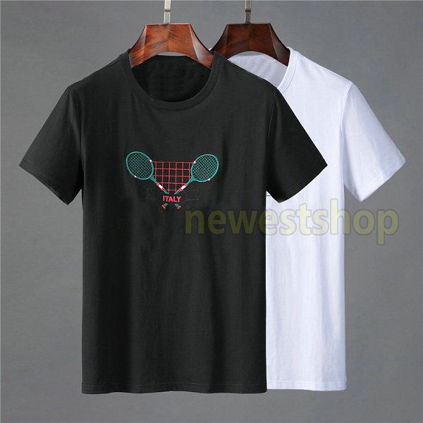 2020 new designer luxury clothing mens europe italy tag t shirts fashion embroidery tennis racket letter print t shirt casual tshirts tee, White;black 
2020 new designer luxury clothing mens europe italy tag t shirts fashion embroidery tennis racket letter print t shirt casual tshirts tee, White;black