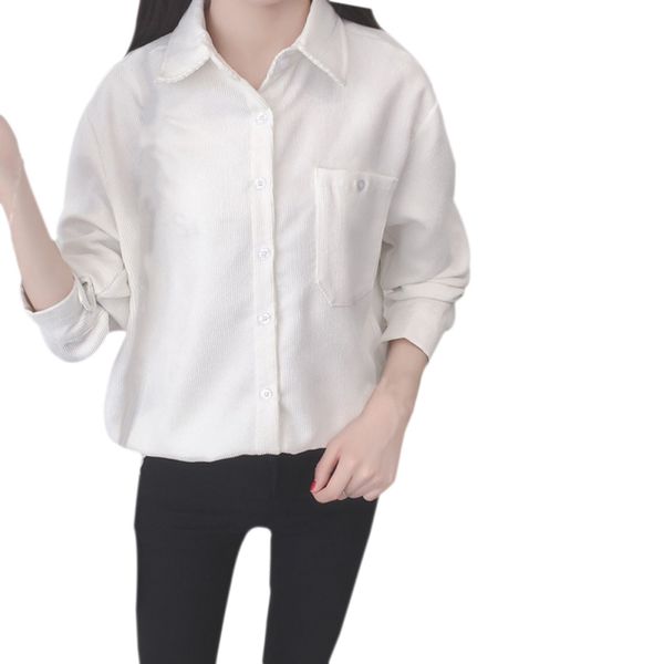 new pocket button blouse summer casual chemise women clothes fashion corduroy cotton women 's shirt female long sleeve, White
new pocket button blouse summer casual chemise women clothes fashion corduroy cotton women 's shirt female long sleeve, White