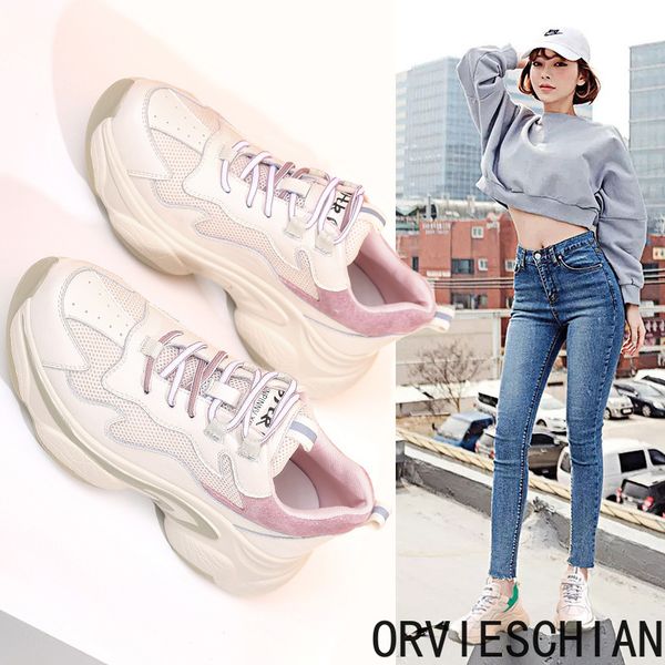 2020 new students' small white shoes women's korean version of ins father shoes women's heightening thick soled sports leisur, Black
2020 new students' small white shoes women's korean version of ins father shoes women's heightening thick soled sports leisur, Black