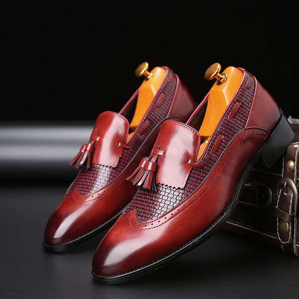 men's dress shoes fashion leather men business flat shoes black brown breathable men formal office working big size 38-48