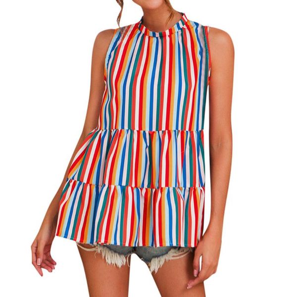 women summer casual o-neck sleevesless multicolor stripe vest a-line tanks tee shirt sleeveless ladies female new, White
women summer casual o-neck sleevesless multicolor stripe vest a-line tanks tee shirt sleeveless ladies female new, White