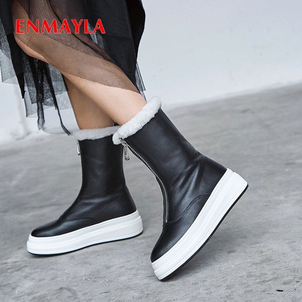 enmayla 2019 genuine leather warm snow boots round toe zip womens boots ankle square heel plush winter women size 34-40, Black
enmayla 2019 genuine leather warm snow boots round toe zip womens boots ankle square heel plush winter women size 34-40, Black