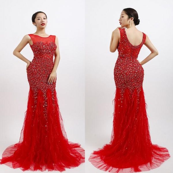 new arrival long evening dresses beaded prom dresses with beaded feather floor length mermaid party dress gowns for woman, Black;red
new arrival long evening dresses beaded prom dresses with beaded feather floor length mermaid party dress gowns for woman, Black;red
