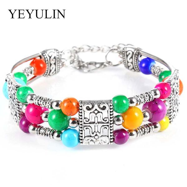 antique silver plated colorful beads charms bangle jewelry three layer adjustable tibetan silver bracelet jewelry gift, Black
antique silver plated colorful beads charms bangle jewelry three layer adjustable tibetan silver bracelet jewelry gift, Black