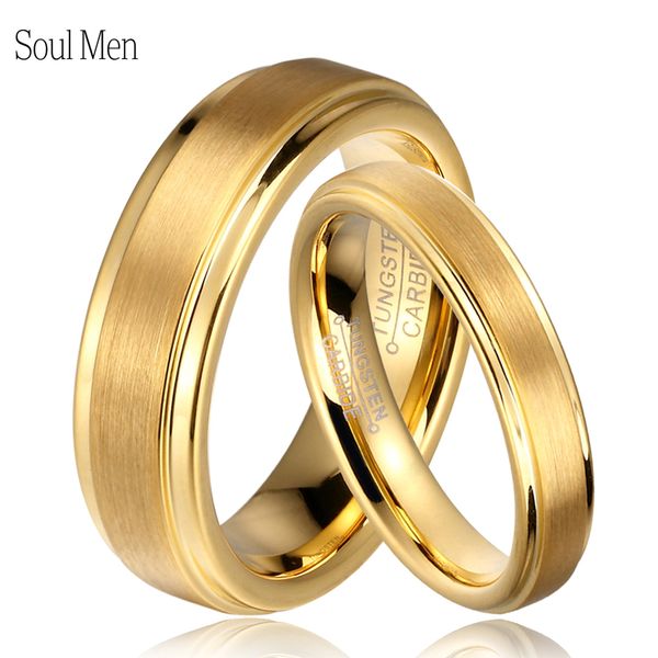 soul men 1 pair gold color tungsten carbide wedding band rings set for him and her 6mm for men 4mm for women brushed finish j190718, Slivery;golden
soul men 1 pair gold color tungsten carbide wedding band rings set for him and her 6mm for men 4mm for women brushed finish j190718, Slivery;golden
