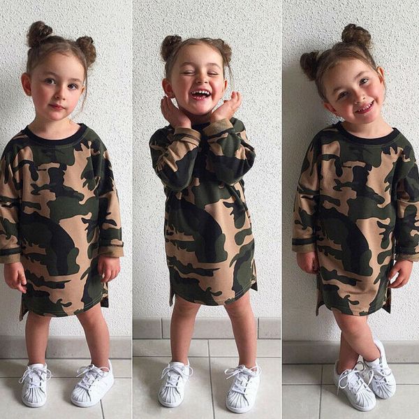 

imcute 2020 children brand clothing girls clothes cotton camouflage girls dress streetwear dresses 1 2 3 4 5 6years kids clothes
