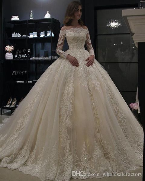 custom made 2019 arabic bateau neck lace wedding dresses with long sleeves tulle applique ruched sweep train bridal wedding gowns vestido de, White
custom made 2019 arabic bateau neck lace wedding dresses with long sleeves tulle applique ruched sweep train bridal wedding gowns vestido de, White