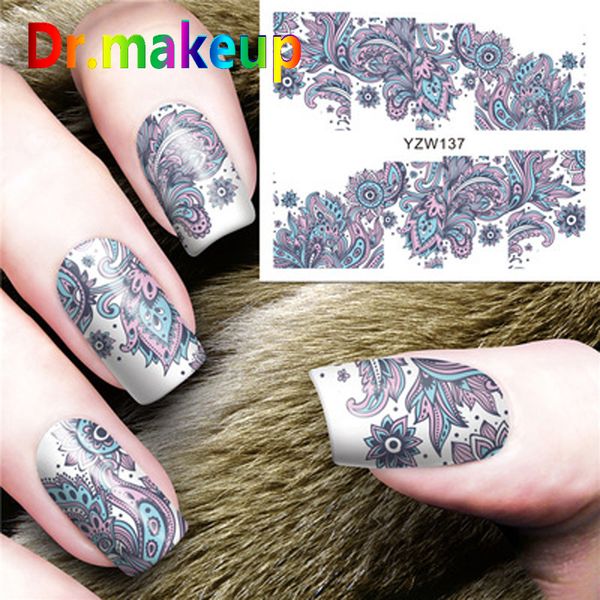 

dr.makeup 1 sheet full cover water transfer nail stickers diy 3d flower nail art polish sliders adhesive decals, Black