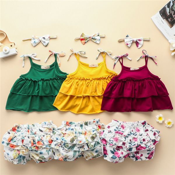 3pcs toddler kids baby girls outfits clothes summer red green yellow sleeveless + ruffle flower shorts set clothes, White
3pcs toddler kids baby girls outfits clothes summer red green yellow sleeveless + ruffle flower shorts set clothes, White