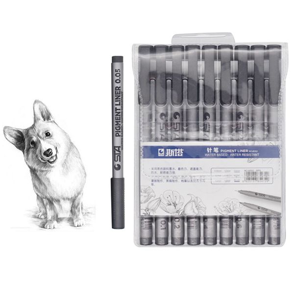sta 9pcs/set micron waterproof fade proof micron pen tip fine liner black sketch water marker pen for manga
sta 9pcs/set micron waterproof fade proof micron pen tip fine liner black sketch water marker pen for manga
