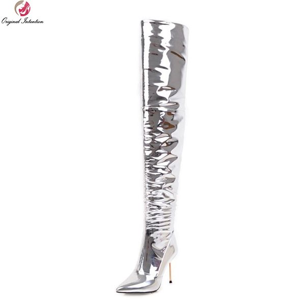 original intention super stylish women over-the-knee boots pointed toe thin heels boots silver shoes woman plus size 3-10.5, Black
original intention super stylish women over-the-knee boots pointed toe thin heels boots silver shoes woman plus size 3-10.5, Black