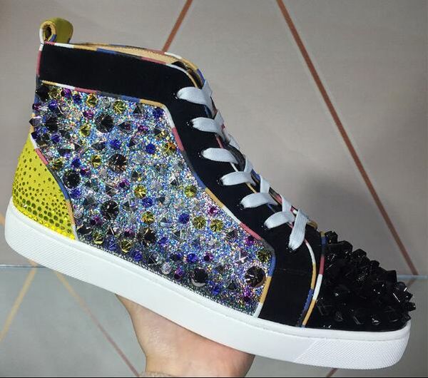 2019 designer fashion red bottom shoes studded spikes flat sneakers men women glitter party lovers genuine leather casual rivet sneaker s04, Black
2019 designer fashion red bottom shoes studded spikes flat sneakers men women glitter party lovers genuine leather casual rivet sneaker s04, Black