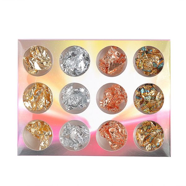12 stickers pieces of manicure decoration, metal foil foil wrapped - gold, silver.a874, Black
12 stickers pieces of manicure decoration, metal foil foil wrapped - gold, silver.a874, Black