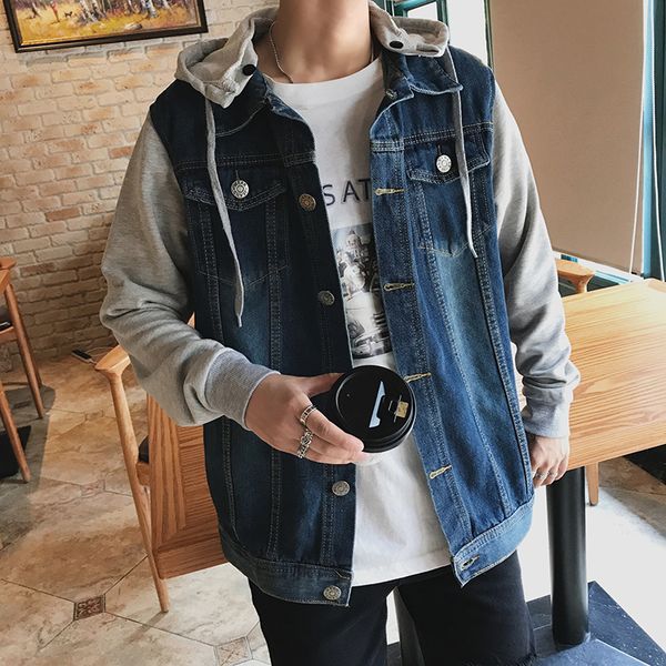 2019 spring and summer men's jacket new casual jacket fashion hooded stitching slim large size men's denim, Black;brown
2019 spring and summer men's jacket new casual jacket fashion hooded stitching slim large size men's denim, Black;brown