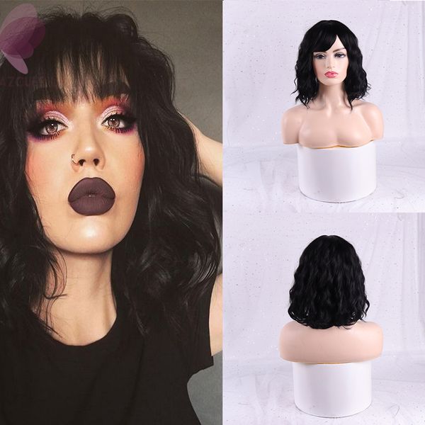 synthetic wigs azqueen water wave with bangs women bob party cosplay soft natural wig headgear 12inches purple blue mixed colors, Black
synthetic wigs azqueen water wave with bangs women bob party cosplay soft natural wig headgear 12inches purple blue mixed colors, Black