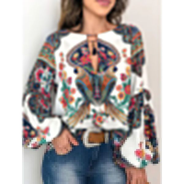 2019 vintage floral print lantern sleeve blouse spring and autumn long sleeve round neck loose blouse, White
2019 vintage floral print lantern sleeve blouse spring and autumn long sleeve round neck loose blouse, White