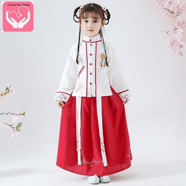 little girl dresses fairy skirt two-piece spring autumn hanfu children party costume kids formal events tangzhuang performance, White
little girl dresses fairy skirt two-piece spring autumn hanfu children party costume kids formal events tangzhuang performance, White