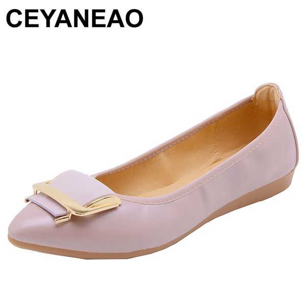 ceyaneao women's summer shoes on a flat sole with a pointed toe made of artificial leather; ballet flats with metal decoration, Black
ceyaneao women's summer shoes on a flat sole with a pointed toe made of artificial leather; ballet flats with metal decoration, Black