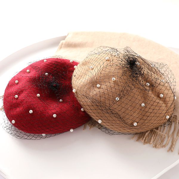 autumn winter fashion wool beret caps mesh pearls solid berets women girl british retro outdoor travel painter hat, Blue;gray
autumn winter fashion wool beret caps mesh pearls solid berets women girl british retro outdoor travel painter hat, Blue;gray